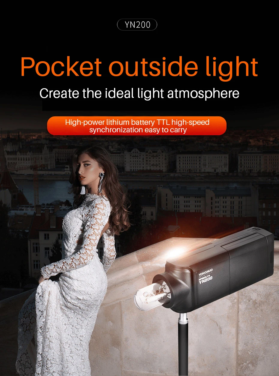 Светодиодная лампа для видеосъемки YONGNUO YN200 вспышка светильник ttl фотокамер Speedlite HSS 2,4G 200W Батарея с Тип usb C совместимый YN560-TX(II)/YN560-TX Pro/YN862 для Canon Камера
