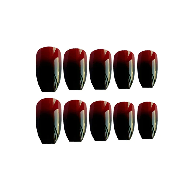 24 шт./компл. черные красные градиентные накладные ногти гроб полное покрытие