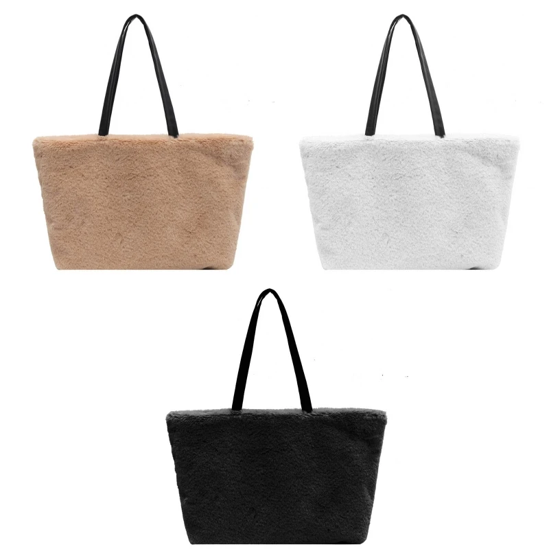 

28GD пушистые сумки-тоуты, повседневная сумка-клатч большой вместимости, однотонные сумки через плечо