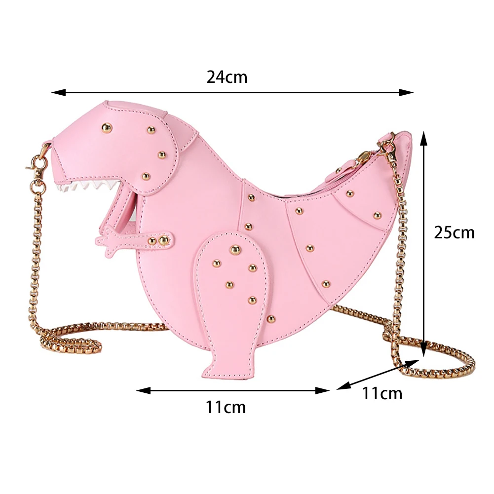 

1PC Women Cross Body Bag 3D Dinosaur Shaped Messenger Bag PU Leather Handbag Cosmetic Storage Clutch Mini Shoulder Best Girls