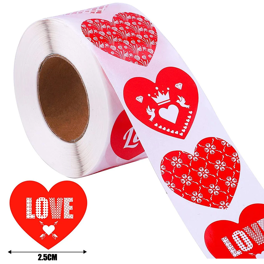 

50-500pcs Love Heart Shaped Label Sticker Scrapbooking Gift Packaging Seal Birthday Party Wedding Supply Valentine's Sticker