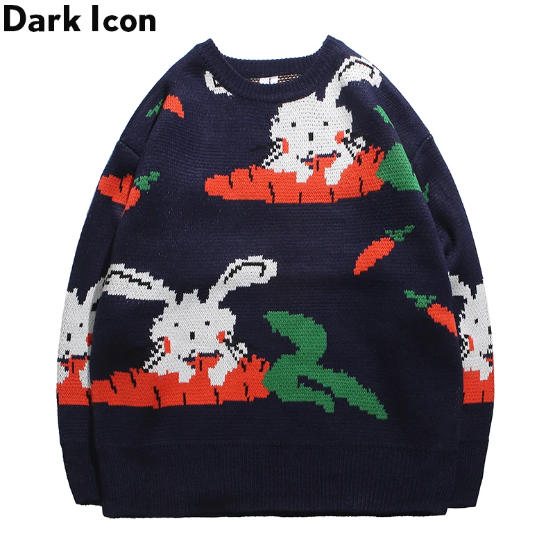 Темный значок Рождественский свитер для мужчин с круглым вырезом уличная мода