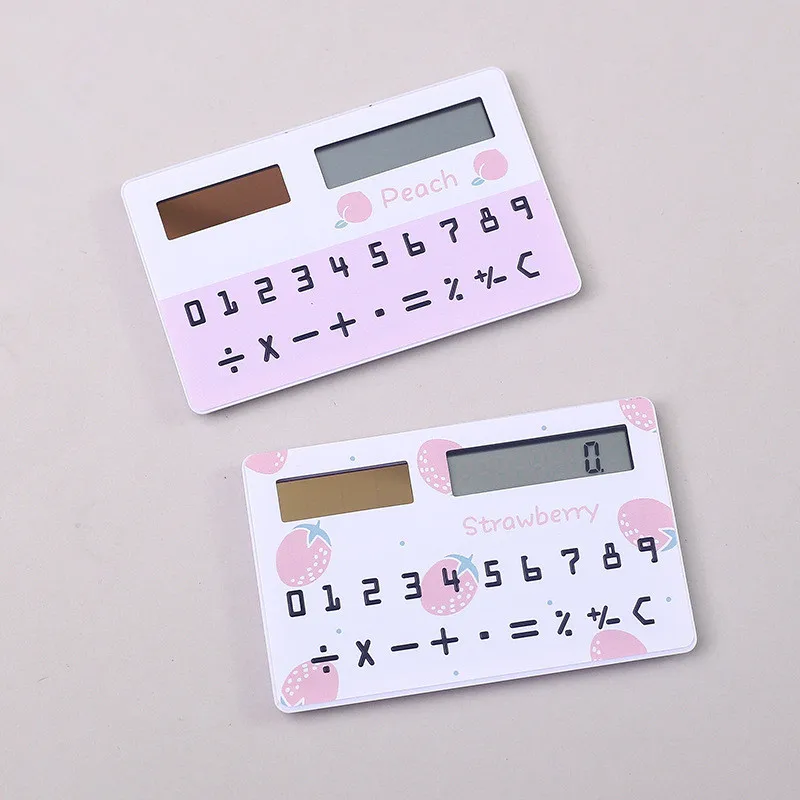 Fashion Portable Cartoon Fruits Animal Mini Card Calculator Stationery Supplies Creative Solar Calculator Children Gift