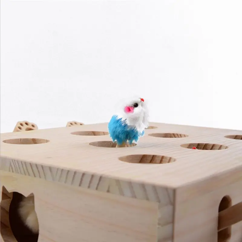 Pet Hamster Cat Hunting Toy with 5-holes Mouse Hole Cats Catch Bite Interactive Toys