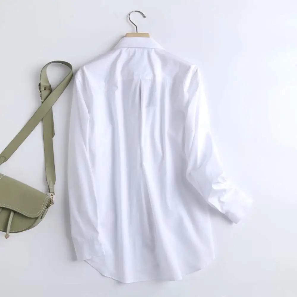 

Withered England Style Office Lady Simple Fashion Poplin Solid White Blouse Women Blusas Mujer De Moda 2020 Shirt Women Tops