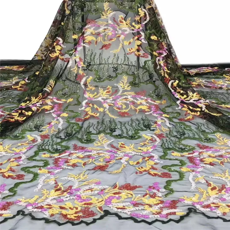 

NaXiu High Quality Nigerian Tulle Lace Fabrics Latest Sequins Mesh African Lace Fabric French Net Lace Fabric Wedding Party