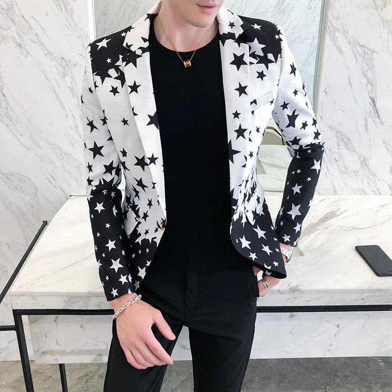 

Mens Print Slim Fit Suit Jacket 2020 Brand Male Club Stage Blazer Man Formal Wedding Suit Prom Blazers For Men Costume Homme