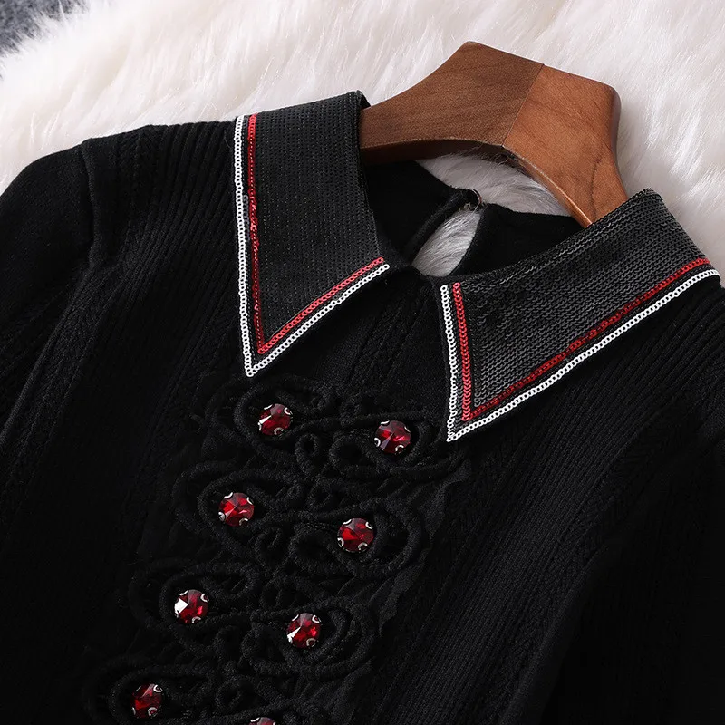 2019 Модное новое осенне-зимнее платье-свитер женское элегантное с длинным рукавом