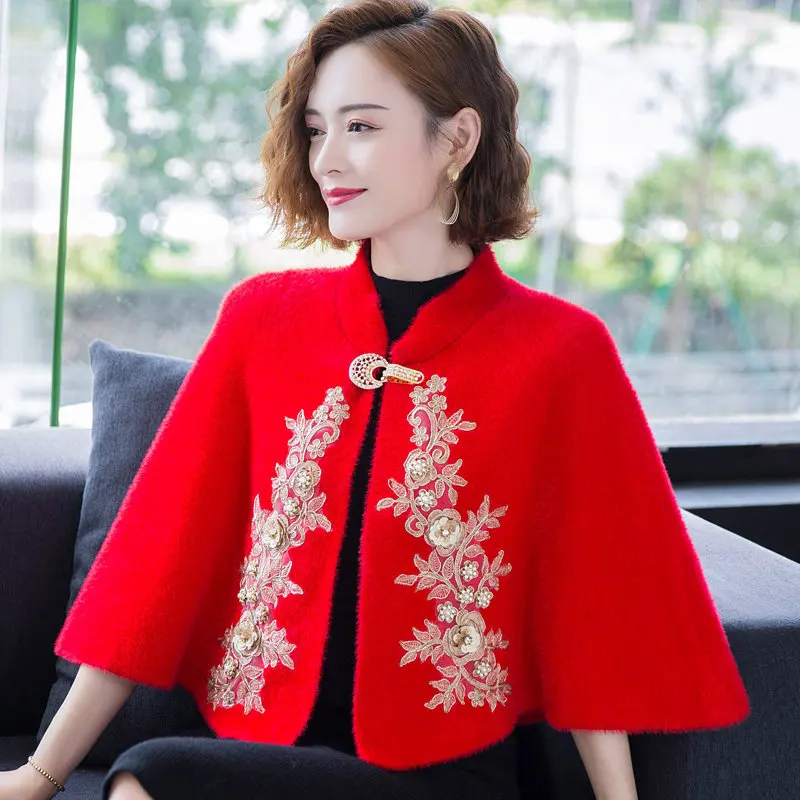 Заводская цена изящный женский свитер из искусственного меха норки шали с