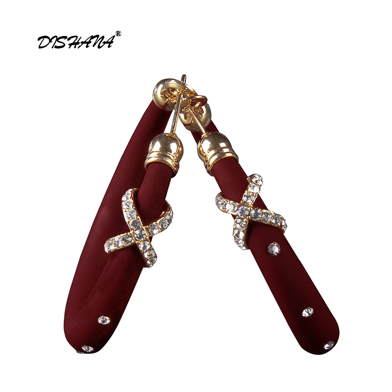 18K Real Gold Plated Золотые женские модные серьги, стразы, круглые большие серьги, Лучшие вечерние ювелирные изделия, серьги-кольца бижутерия Aros E0205 - Окраска металла: 18K Real Gold Plated