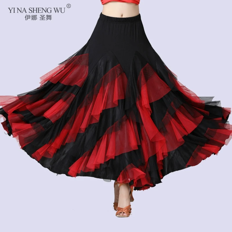

New Belly/Latin Dance National Standard Dance Skirt Modern Ballroom Dance Skirt Girl Spanish Dress Flamengo Shirt For Women