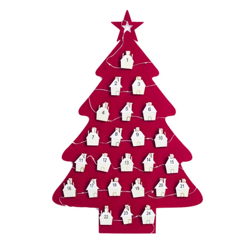 Рождественская светящаяся войлочная Подвеска для календаря с зеленым