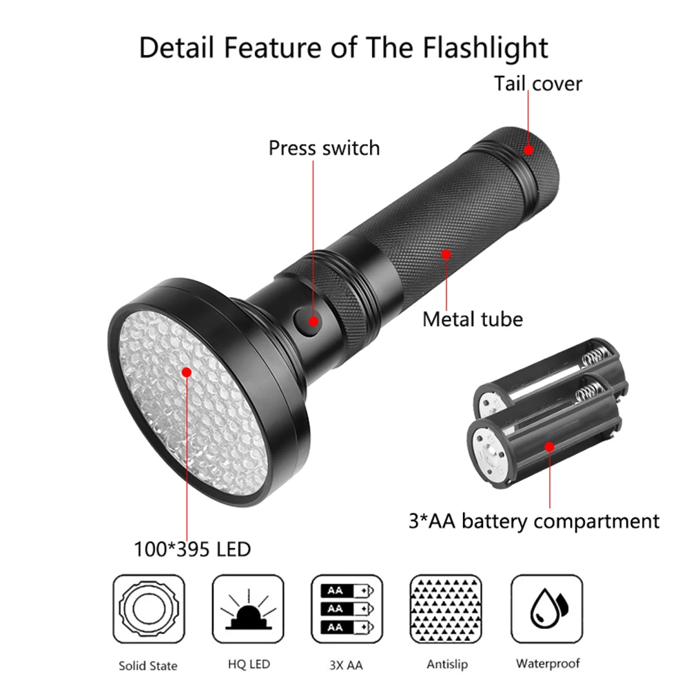 УФ-Фонарик Torch100 LED 51LED 21 светодиодный 12LED UV 395-нм | Освещение