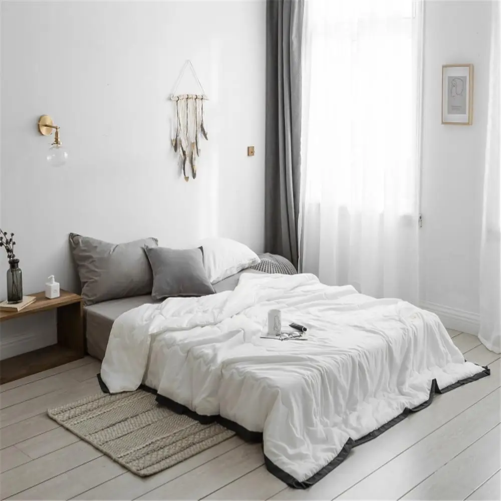 

Simple style Pure Color Summer Quilt Bedspread Blanket white Comforter soft Bed Cover Twin full Queen Quilting solid bedclothes