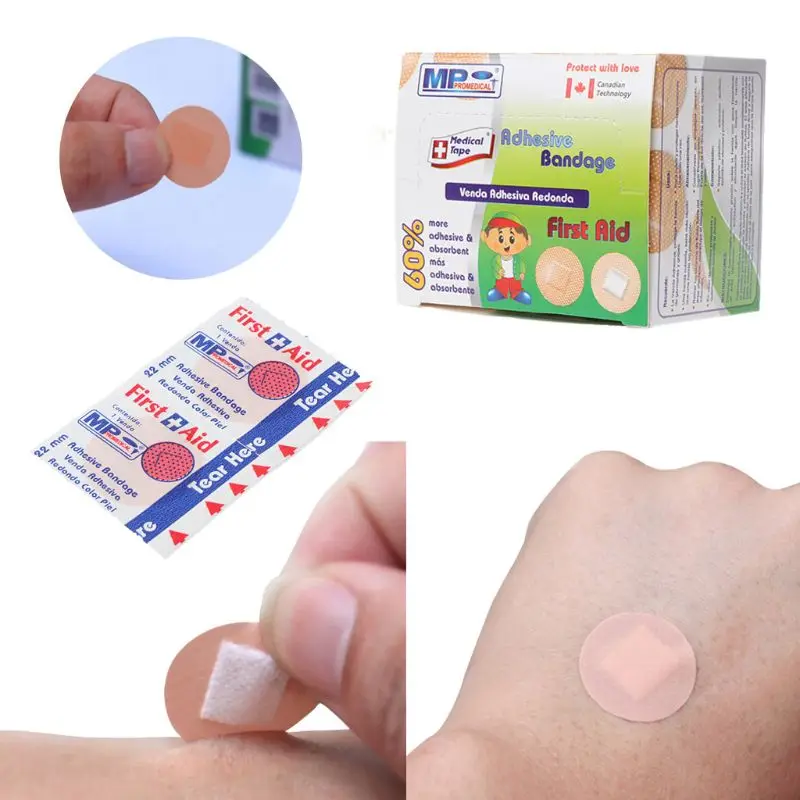 

100Pcs Adhesive Round Band Aid Wound Plaster First-Aid Circle Ring Bandage 22mm