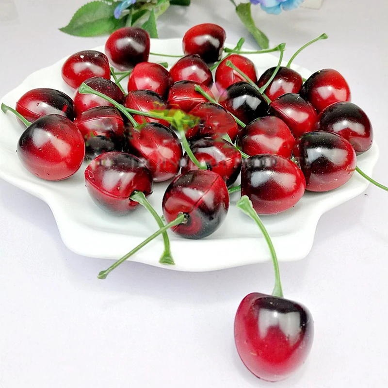 50 шт. искусственные реалистичные моделирования маленькие красные черные вишни