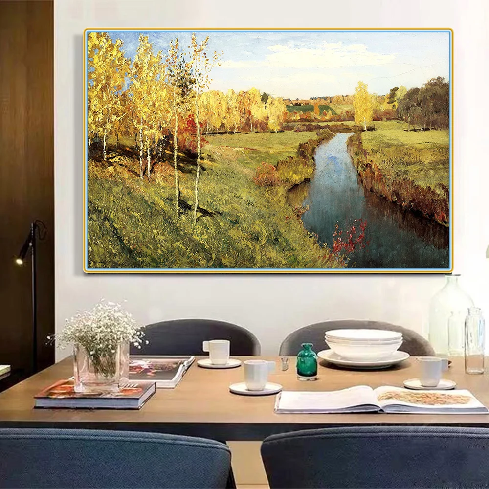 Цитон Левитан Исаак Илич Golden Золотая осень Canvas холст картина маслом