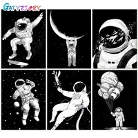 gatyztory paint by number astronaut oil painting art diy coloring by number door figure kits modern wall artwork