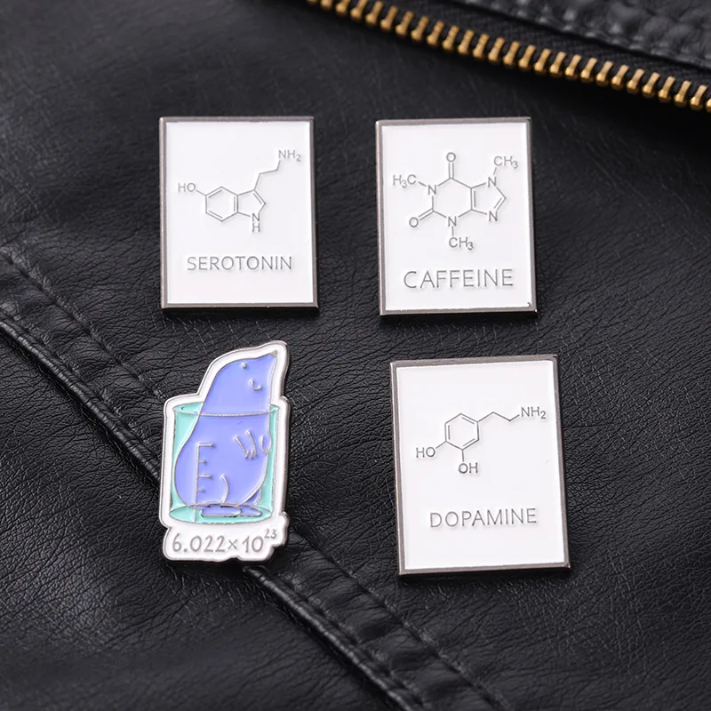 

Black Letters Lapel Pins Chemical Formula Enamel Badges Fashion Women's Brooches For Backpack Metal Hijab Pins Decorative Brooch