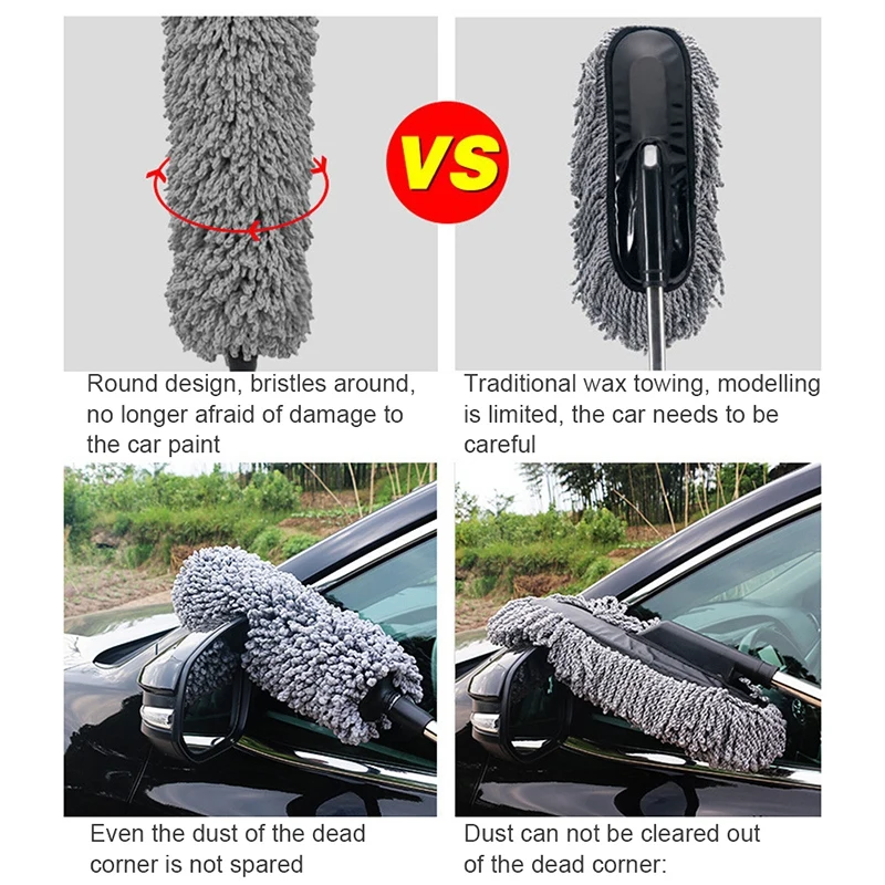 

Car Microfiber Telescopic Duster Auto Dirt Polishing Detailing Wash Brush Home Air-Condition Car Cleaning