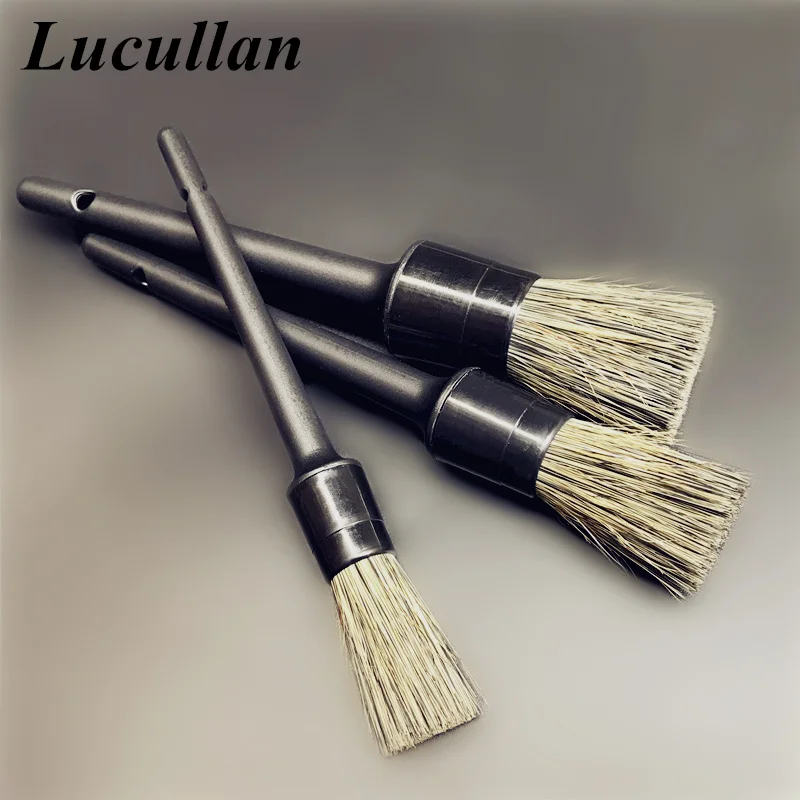 Lucullan 3 шт./лот, деревянная ручка, автомобильные детализаторы, щетки, супер плотные волосы для интерьера, диски, колеса, кондиционеры, инструменты для чистки автомобиля