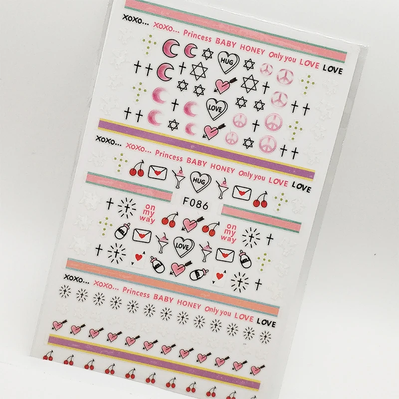 

2pcs Nail Sticker 3D Geometric Love Stripe Nail Art Decorations Stickers for Nails Foil Decoraciones Manicure Accessories Tips