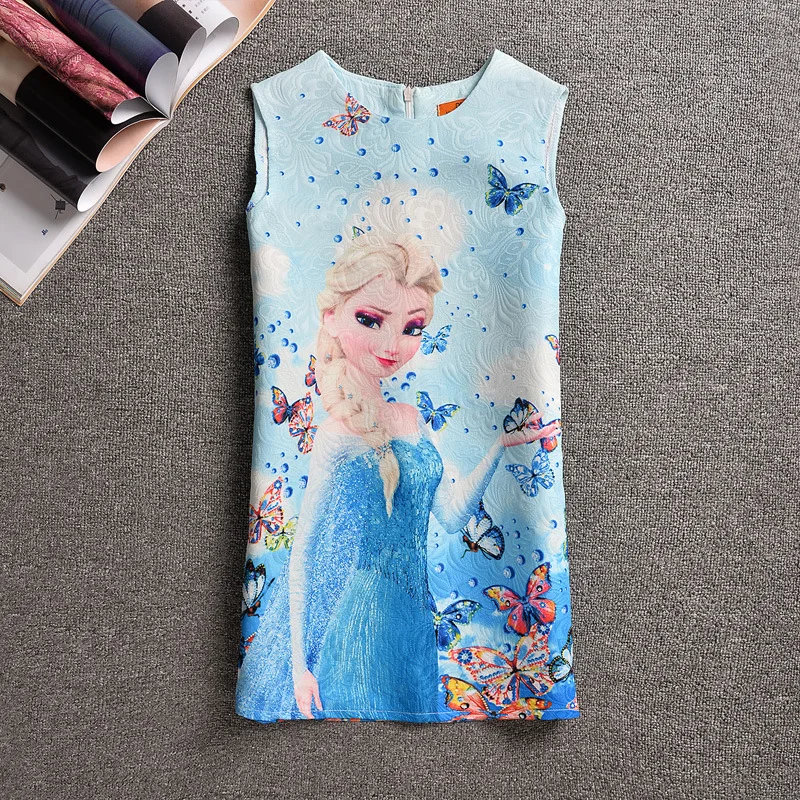 

BacklakeGirls Children New Printing Sleeveless Cocktail Dress For Girl Round Neck Mini Princess Girls Pageant Dress Kids Clothes