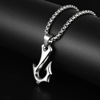 new trendy special fishhook shape pendant necklace mens necklace fashion metal sliding pendant accessories party jewelry