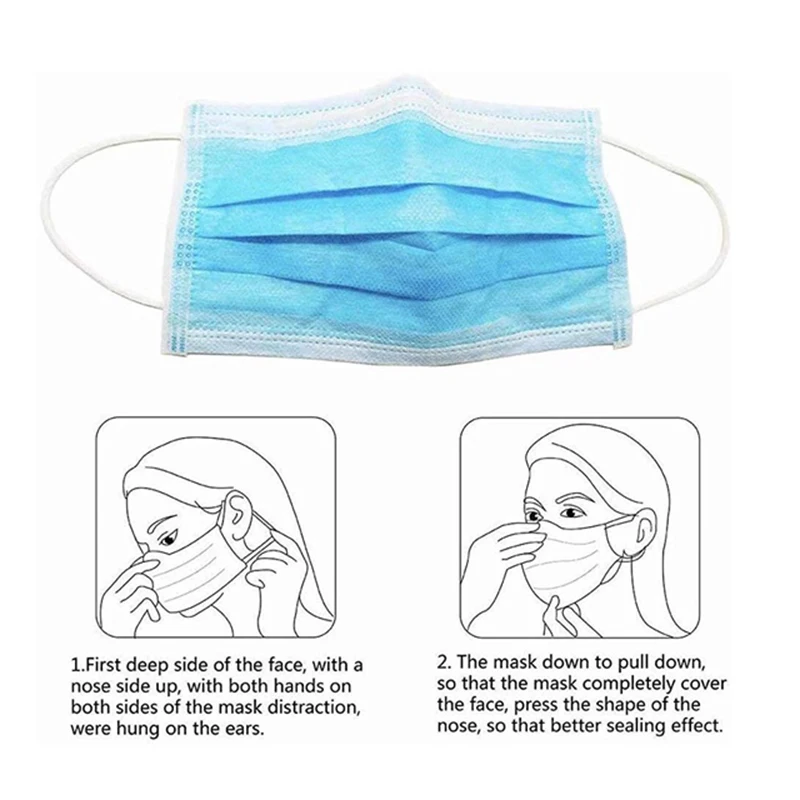 

100PCS 3 Layers Anti-dust Disposable Mask Health Beauty Protection Waterproof Face Masks mascarillas face maskfor Adult