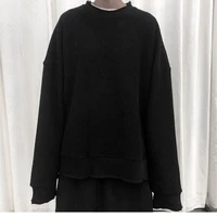 ladies long sleeve garment autumn winter new pure color add thick round collar splicing irregular design fashion trend pullover
