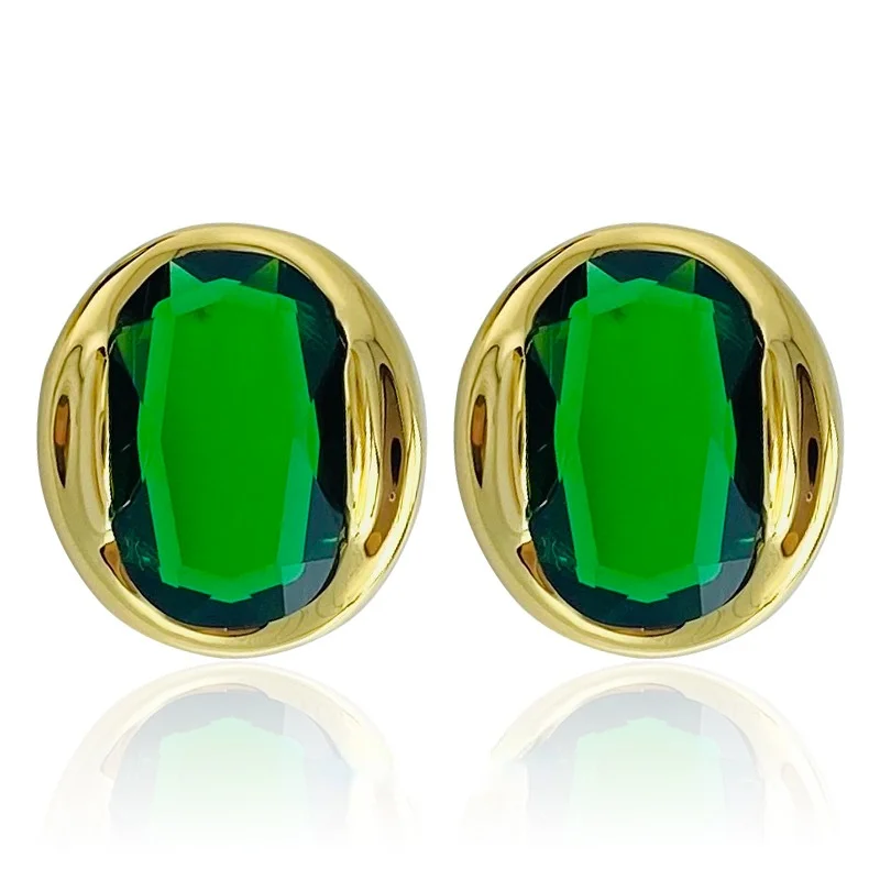 

Stud Earrings Jewelry for Women 2021 Piercing Statement Emerald Green Woman Earring Accessories Bijouterie Female New Year Gift
