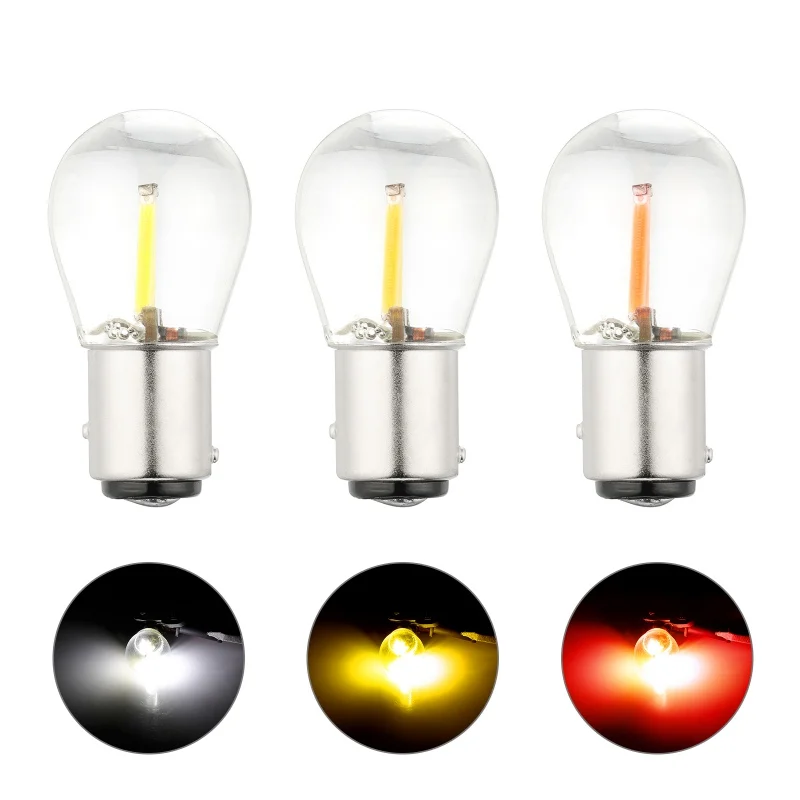 

1156 P21W BA15S 1157 BAY15D COB LED Filament Chip Car Brake Lights Auto Reverse Bulb Parking Lamp 12V Red White Yellow