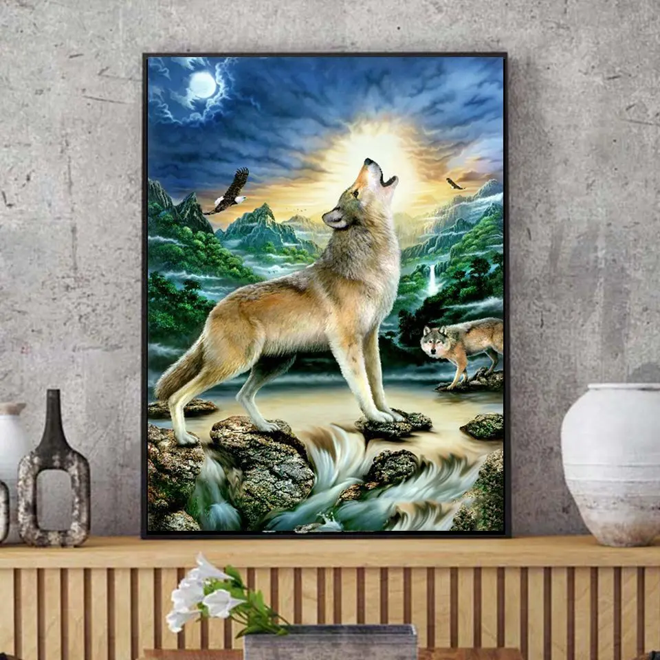 5D Сделай своими руками &quotживотных волк&quot Даймонд вышивка Декор для дома