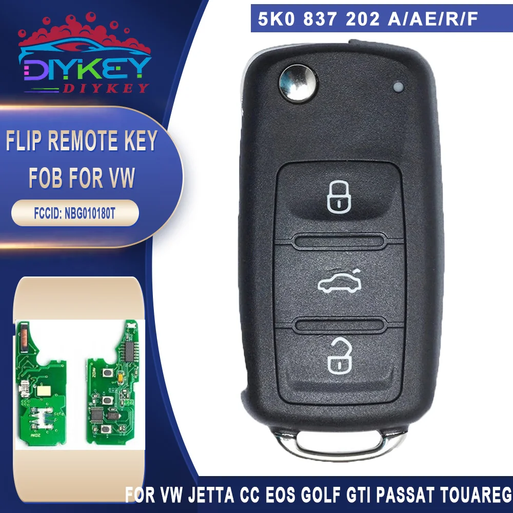 DIYKEY NBG010180T Remote Key 3B for 2011 2012 2013 2014 2015 2016 Volkswagen VW Jetta CC Eos Golf GTI Passat Touareg 5K0837202A