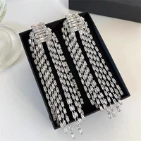 2021 new hand shiny zircon changliusu pendant earrings girls accessories super large crystal hanging earrings wedding jewelry