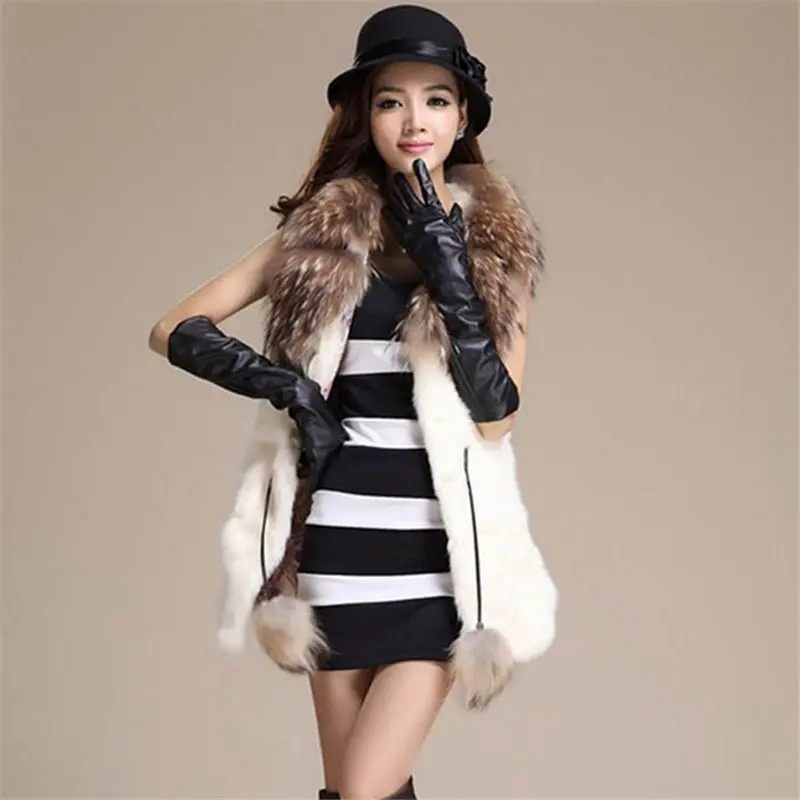 Женский жилет из искусственного меха кролика модный Женское пальто женский 811