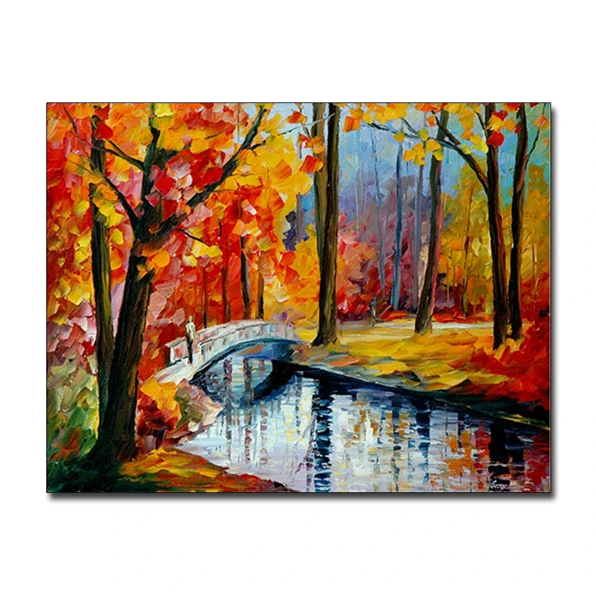 

Large Handpainted Lover Rain Street Tree Lamp Landscape Oil Painting On Canvas Wall Art Wall Pictures For Living Room Home Decor