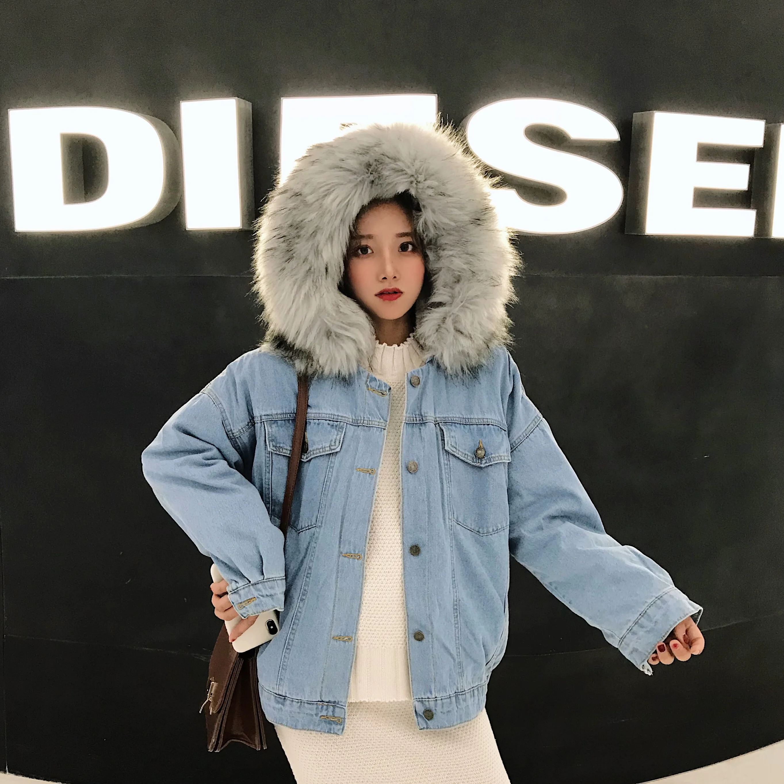 

New Warm Winter Jacket Women Autumn Hooded Coat Female Jeans Denim Jackets Basic Ladies Top Women's Bomber Jacket 2020 Tk43