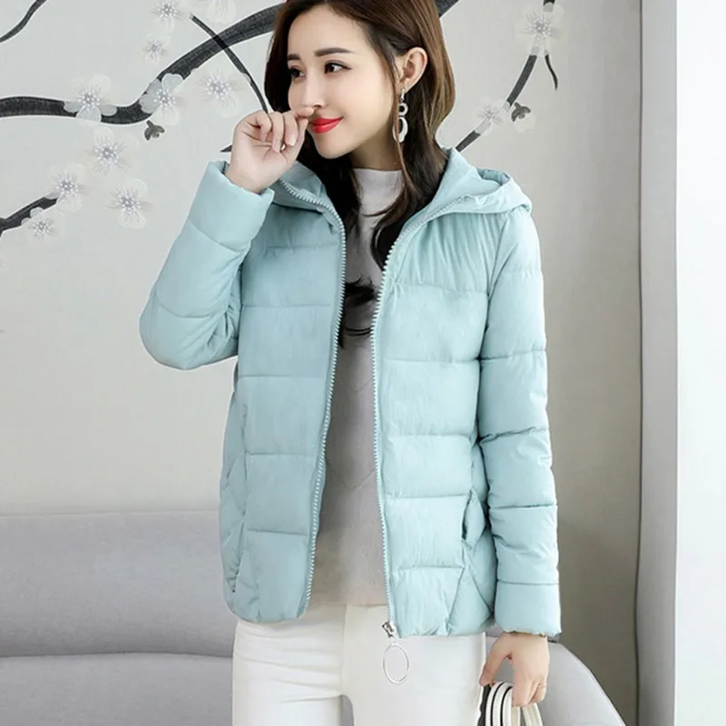 Женская пуховая куртка с капюшоном Повседневная утепленная хлопковая большого