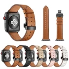 Ремешок кожаный для Apple watch 6 5 4 SE 44 мм 40 мм, сменный Браслет с металлической пряжкой для iwatch 3 2 1 42 мм 38 мм