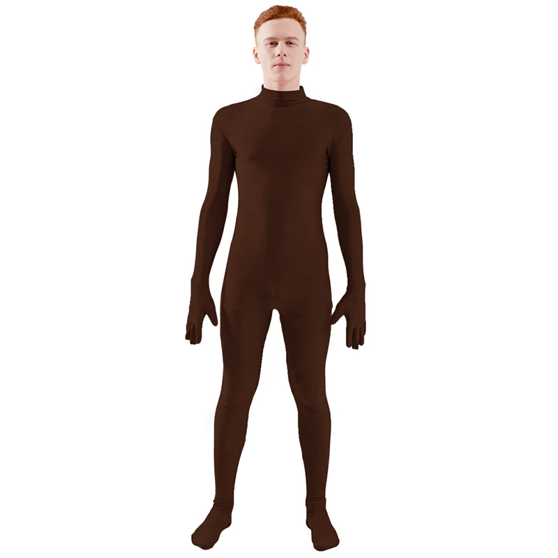 Dark Brown Ensnovo, мужской костюм из лайкры и спандекса, водолазка, костюм для йоги, Одежда для танцев, цельный костюм на заказ, костюм для костюмированной вечеринки - Цвет: Dark Brown