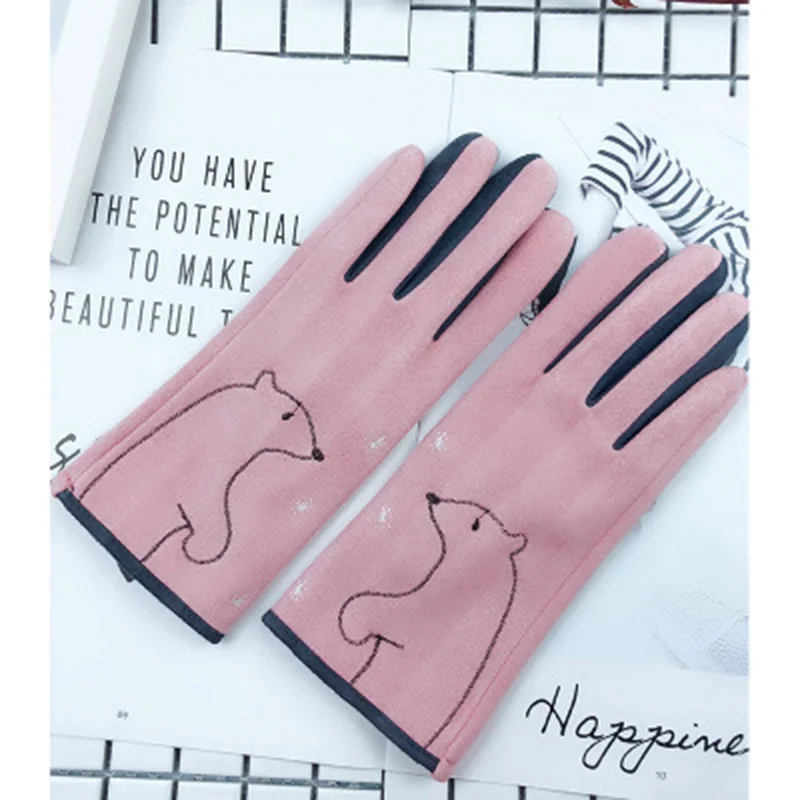 Женские бархатные перчатки для вождения толстые теплые замшевые варежки с