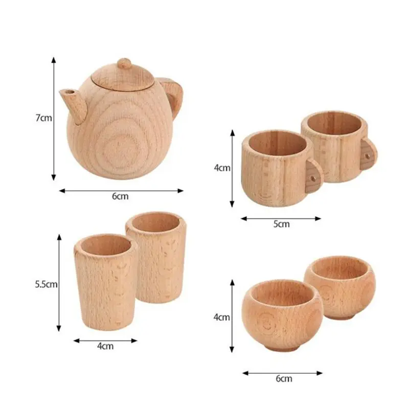 

Деревянная посуда P15C, 1 комплект, инструменты, чайный горшок, чайная чашка, чайное время, игрушка для вечевечерние, кукольный домик, миниатюр...