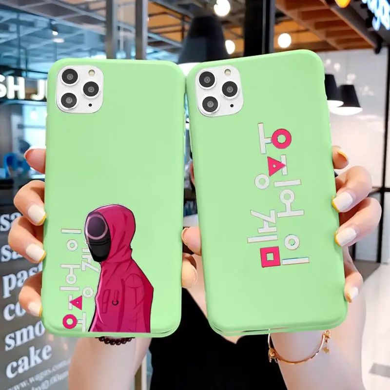 

Squid Game Phone Case For IPhone 6 6s 7 8 Plus X Xs Xr Xsmax 11 12 Pro Promax 12mini Candy Green Silicone Cover