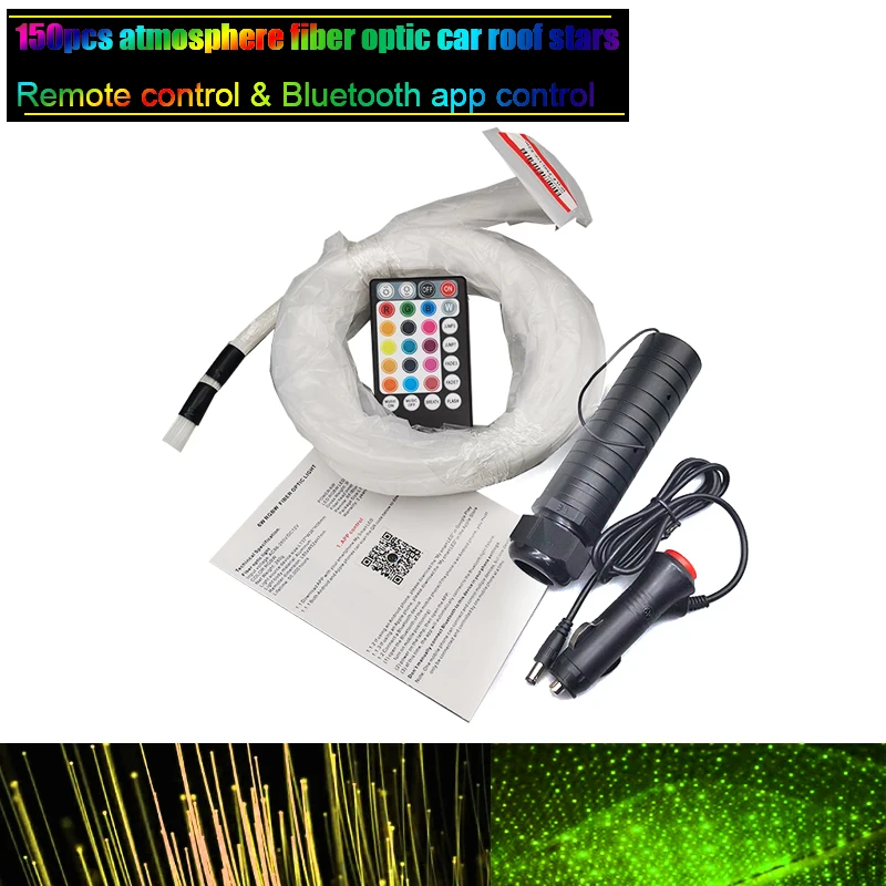 RGB Colors Car interior atmosphere Light roof Star kit 150pcs Fiber Optic Lights remote control & Bluetooth APP Control