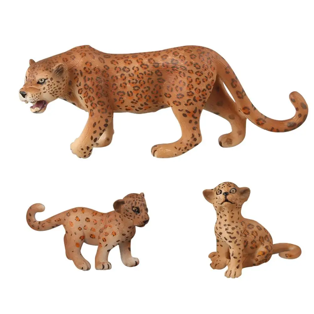 

4Pcs Simulation Wild Life Animal Leopard Family Model Home Decor Desktop Ornament Kids Toy Birthday Gift Crafts