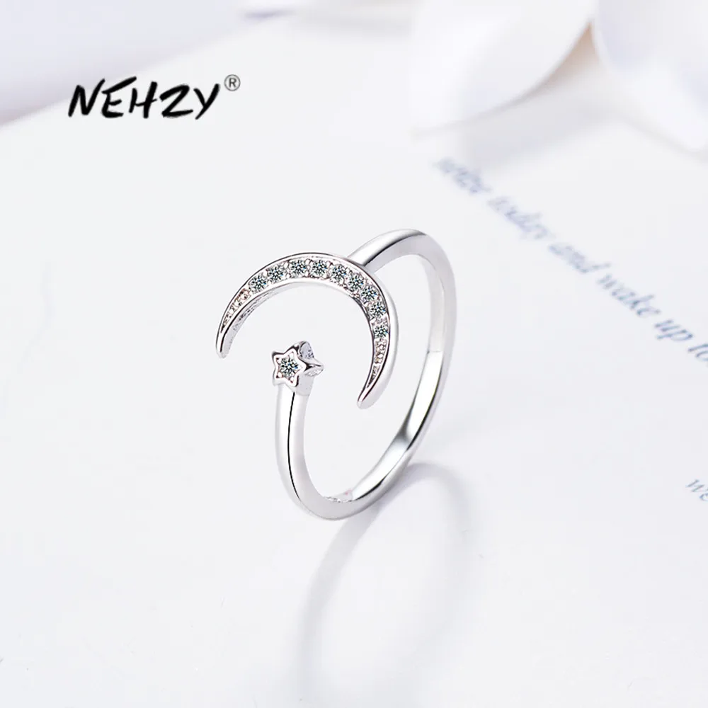 Женское кольцо с кристаллом регулируемый размер из стерлингового серебра 925