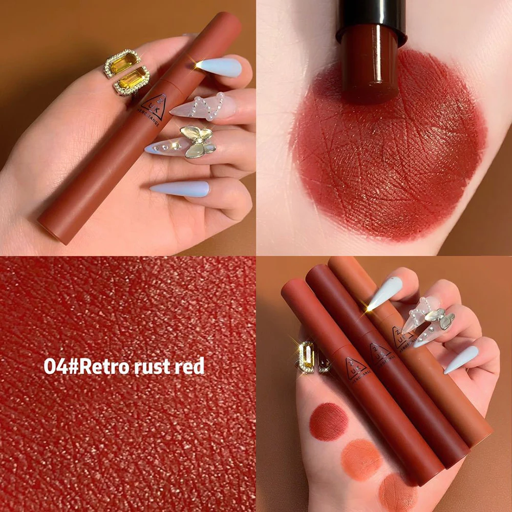 

3pc/set Matte Velvet Lip Gloss Cigarette Tube Lipstick Waterproof Long Lasting Sexy Red Makeup Lipgloss Non-stick Cup Cosmetics