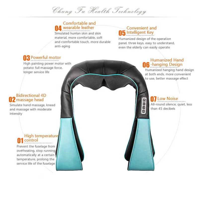

Massage Professional 3D Kneading Massager Shiatsu Shoulder Heat Body Neck Relaxation Heat Car Office Home Massager Electric