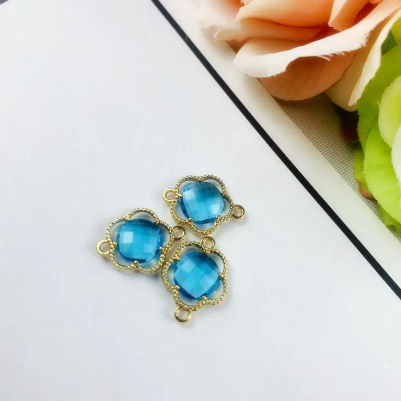

10 Pieces of 2 Hole Flower Glass Connection Pendants DIY Jewelry Accessories Necklaces Diy Earrings Bracelets Naked Jewelry
